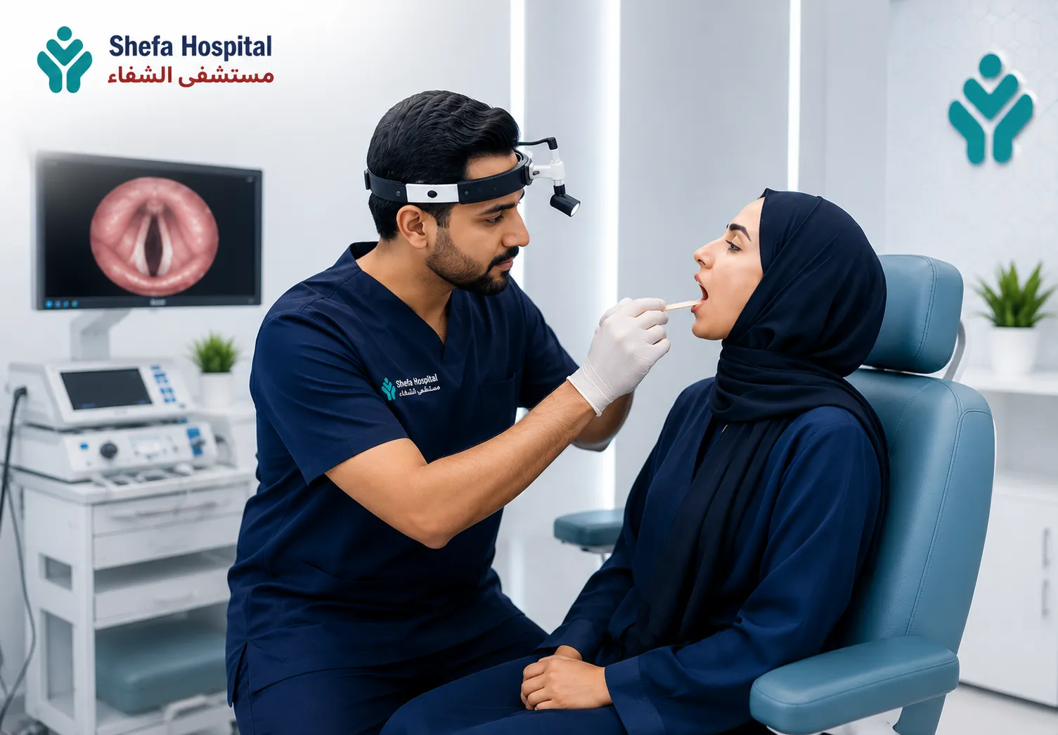 ENT specialist performing a vocal cord assessment to ensure optimal voice health.