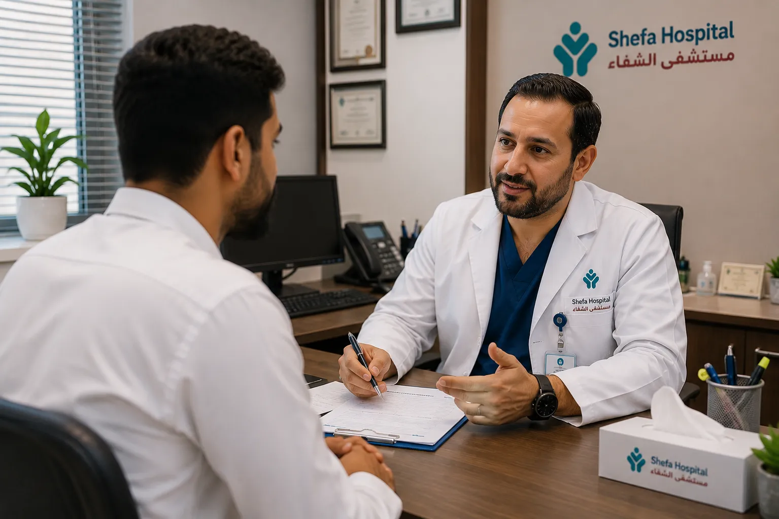 Healthcare professional evaluating a patient for pre-employment checkup