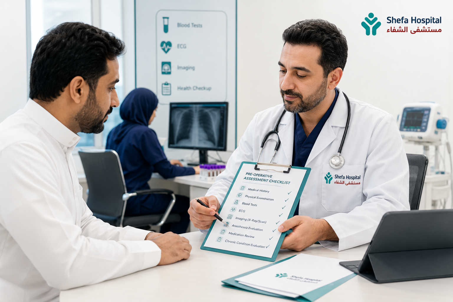 Patient undergoing preoperative diagnostic assessment