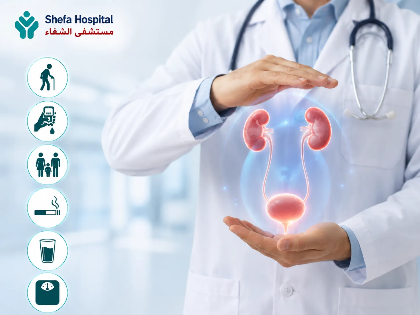 Doctor discussing urological disorders with a patient to assess health risks.