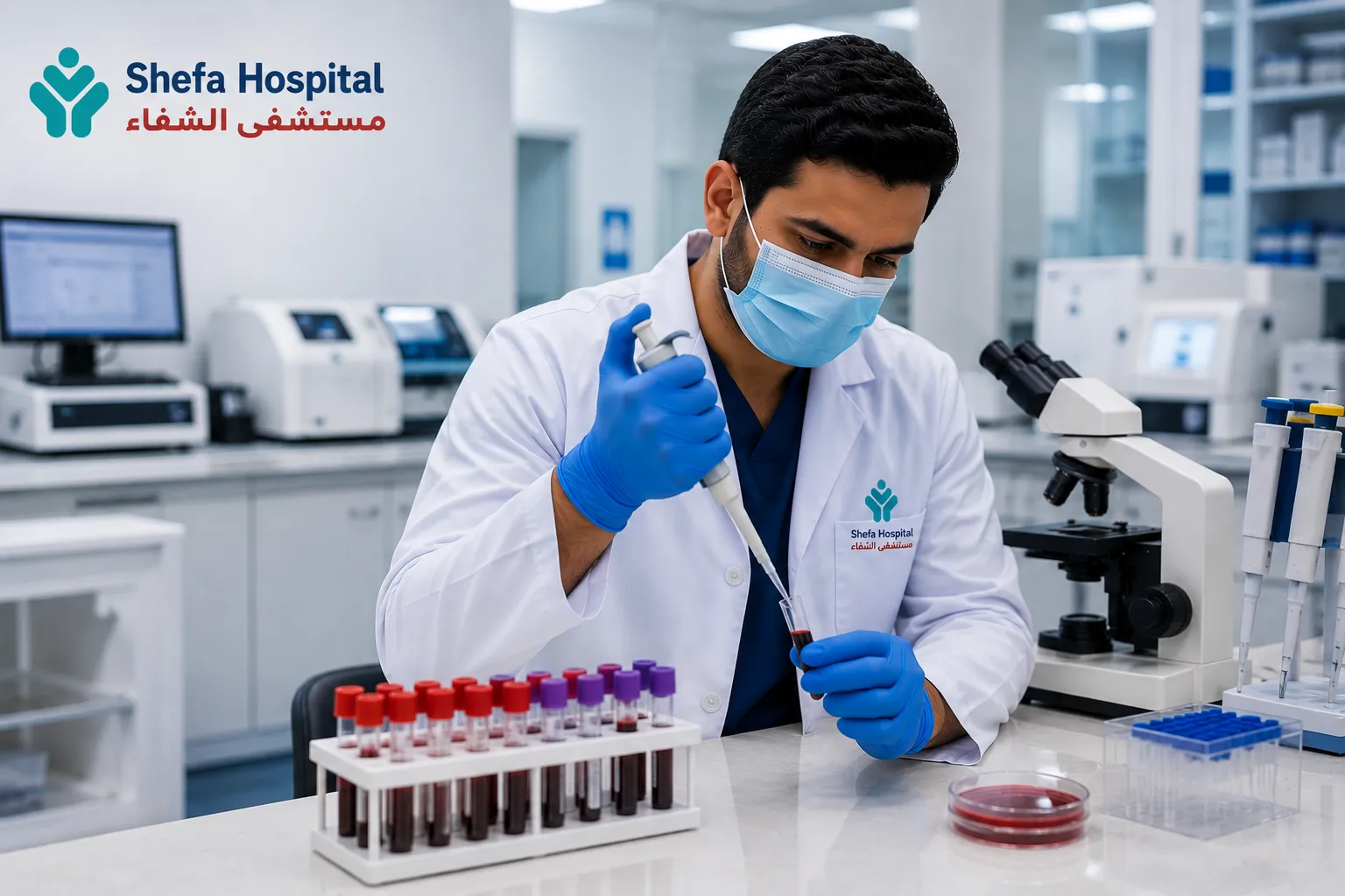 Healthcare medical diagnostics lab specialist checking clinical results.